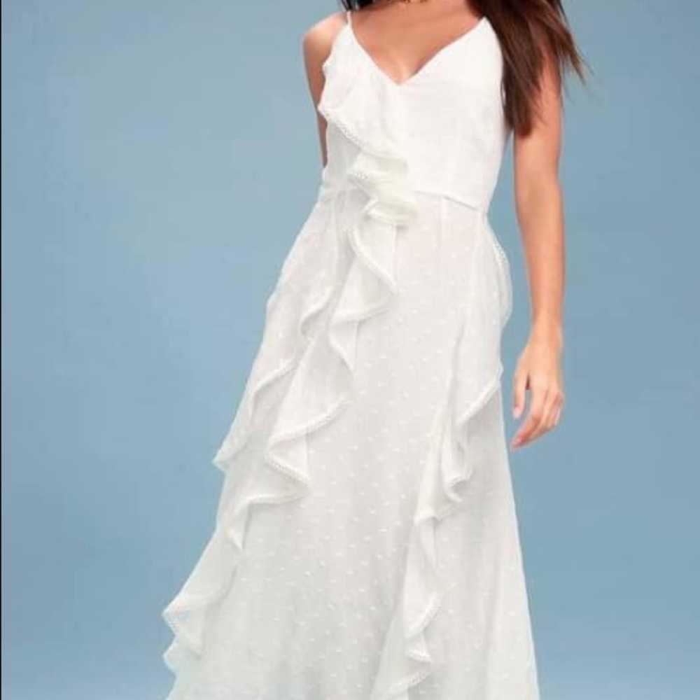 Keepsake the Label White Ruffle Midi Dress